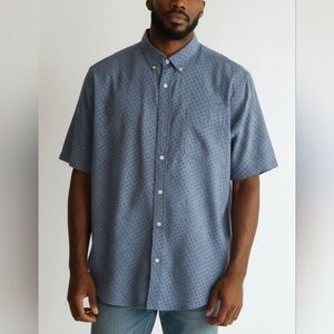 Chaps Button Down Shirt Short Sleeve Blue Anchor Nautical Men's 2XB EUC